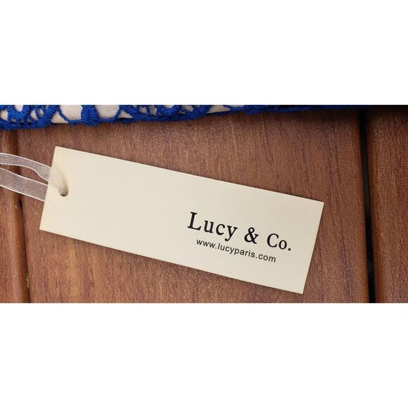 NWT Lucy & Co. Blue & Beige Crochtet Pencil Skirt Size Medium - Picture 15 of 16